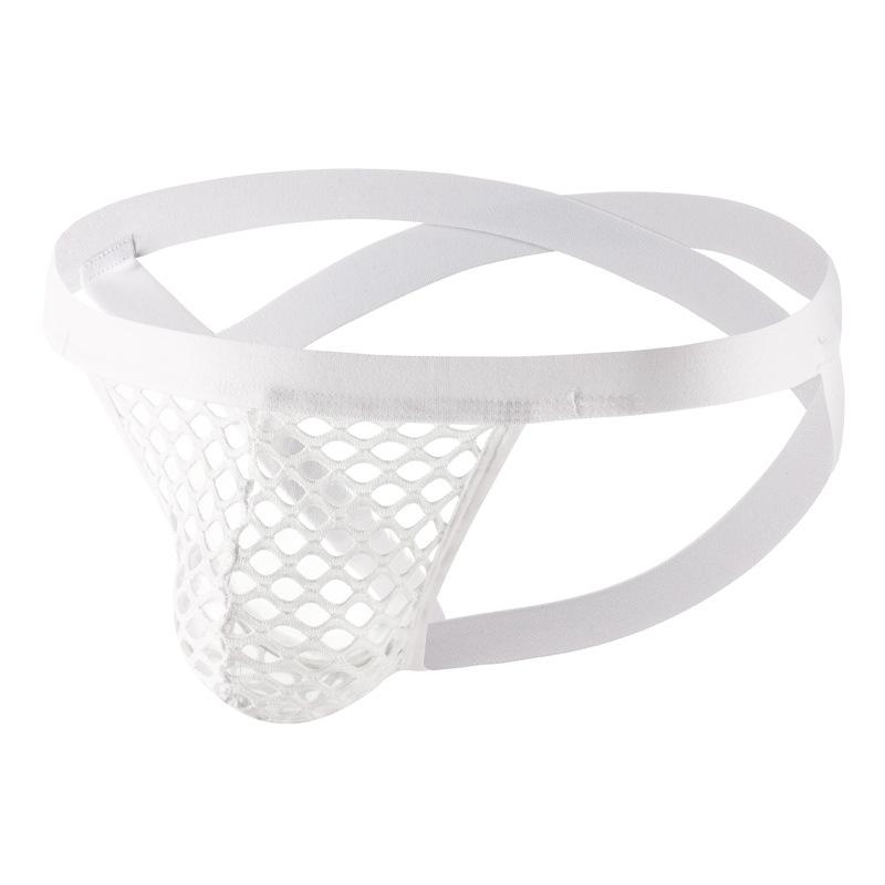 Lace Mesh Men's Thong – Breathable Nylon Double Strap Underwear for Couples & Honeymoon